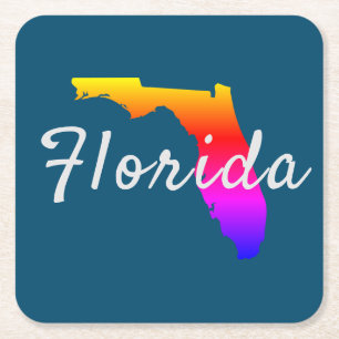 Regenbogen Florida State Silhouette Rechteckiger Pappuntersetzer