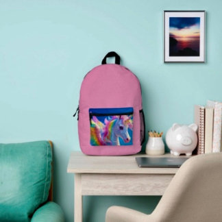Regenbogen Flügel hüpfendes Einhorn  Bedruckter Rucksack