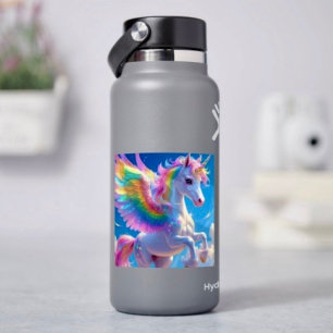 Regenbogen Flügel Schreitendes Einhorn Aufkleber