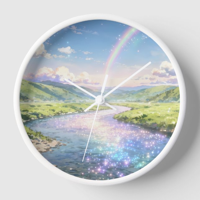 Regenbogen-Flusstal-Wanduhr Uhr (Vorderseite)