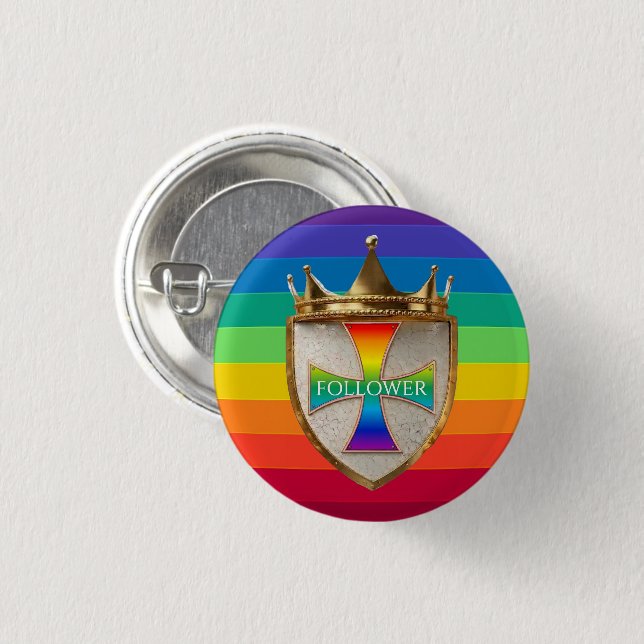 Regenbogen-Follower-Wappen-Button / Abzeichen Button (Vorne & Hinten)