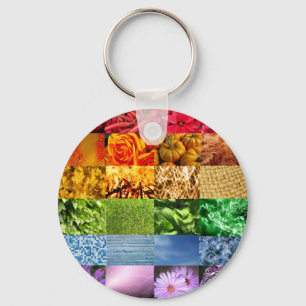 Regenbogen-Foto-Collage Schlüsselanhänger