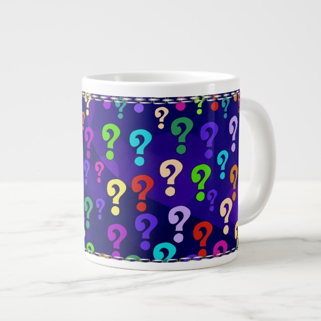Regenbogen-Fragezeichen Jumbo-Tasse (Vorderseite Rechts)