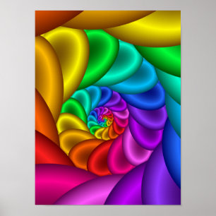 Regenbogen-Fraktal-Spirale Regenbogen Abstrakt Wir Poster