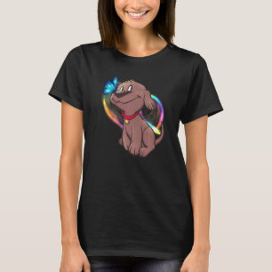 Regenbogen-Frauen Grafik Schmetterling Hund Mama C T-Shirt