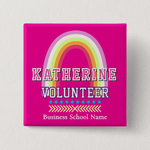 Regenbogen Freiwilliger Hot Pink Button