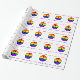 Regenbogen-Friedensc$zeichen-glücklicher Geschenkpapier