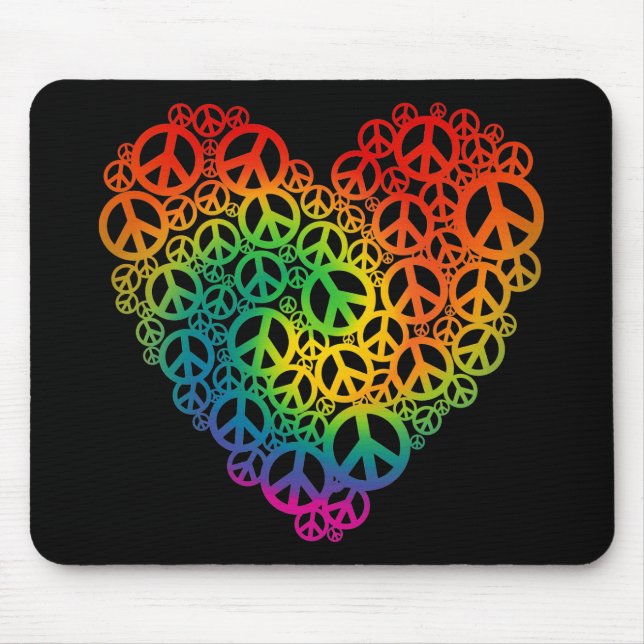 Regenbogen-Friedensherz Mousepad (Vorne)