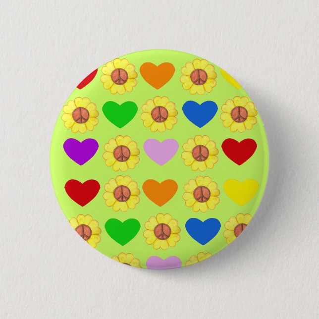 Regenbogen-Friedensknopf Button (Vorderseite)