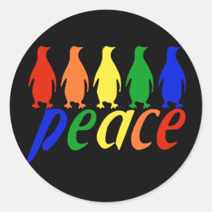 Regenbogen-FriedensPinguine Runder Aufkleber