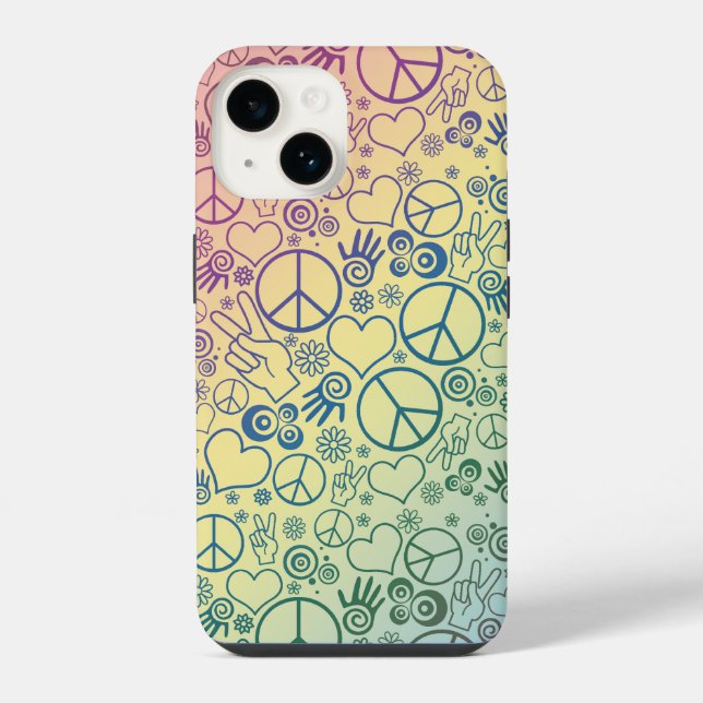 Regenbogen-Friedenssymbol-Designmuster iPhone Hülle (Rückseite)