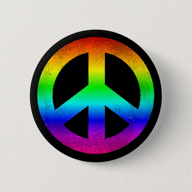 Regenbogen-Friedenssymbol-Knopf Button (Vorderseite)