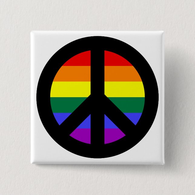 Regenbogen-Friedenszeichen Button (Vorderseite)