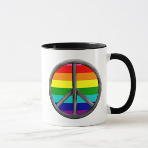 Regenbogen-Friedenszeichen-LGBTQ-Stolz-Symbol-Gesc Tasse
