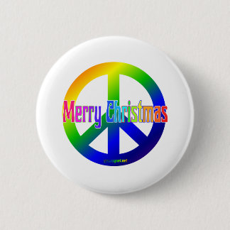 Regenbogen-Friedenszeichen mit frohen Weihnachten! Button