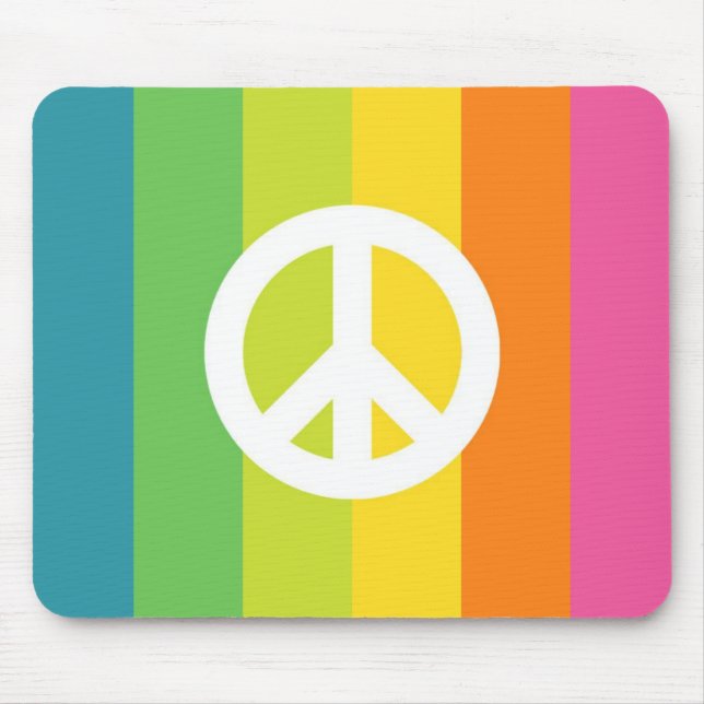 Regenbogen-Friedenszeichen Mousepad (Vorne)