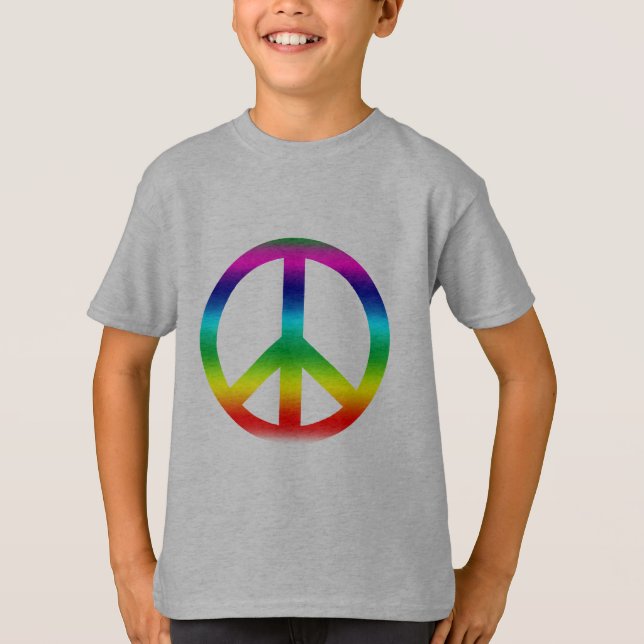 Regenbogen-Friedenszeichen-Produkte T-Shirt (Vorderseite)