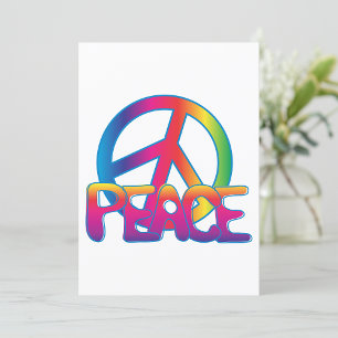 Regenbogen-Friedenszeichen Retro-Hippie Einladung
