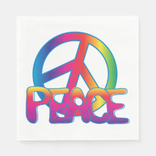 Regenbogen-Friedenszeichen Retro-Hippie Serviette