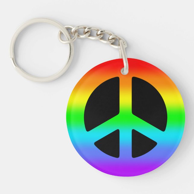 Regenbogen-Friedenszeichen Schlüsselanhänger (Vorderseite)