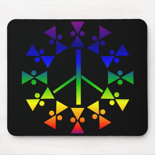 Regenbogen-Friedenszeichen-Spirale Mousepad (Vorne)