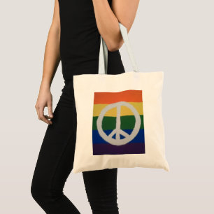 Regenbogen-Friedenszeichen Tragetasche
