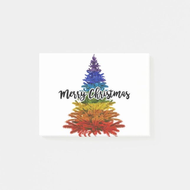 Regenbogen-froher-Weihnachtsbaum Post-it Klebezettel (Vorderseite)