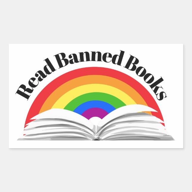 Regenbogen für verbotene Bücher lesen Rechteckiger Aufkleber (Vorderseite)