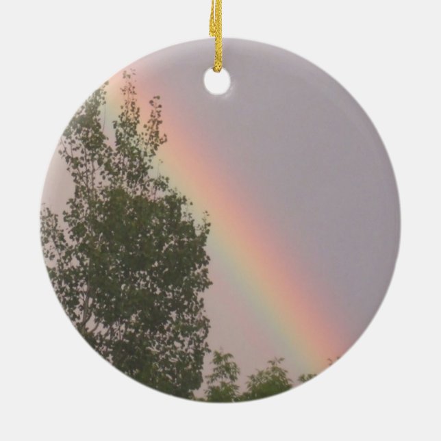 Regenbogen für Weihnachten Keramikornament (Hinten)