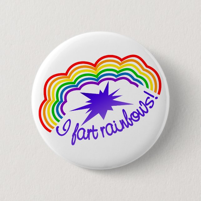 Regenbogen-Furzknopf Button (Vorderseite)