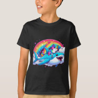 Regenbogen Galaxy Katze Riding Hai im Weltraum Wit