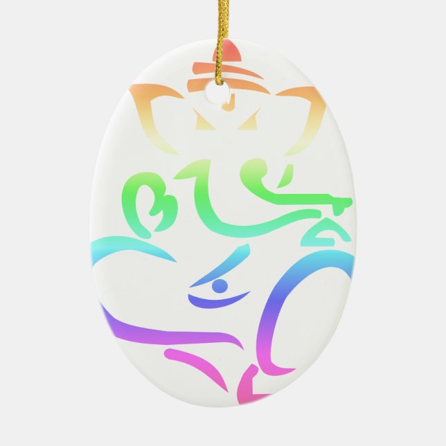 Regenbogen Ganesha Keramikornament (Vorne)