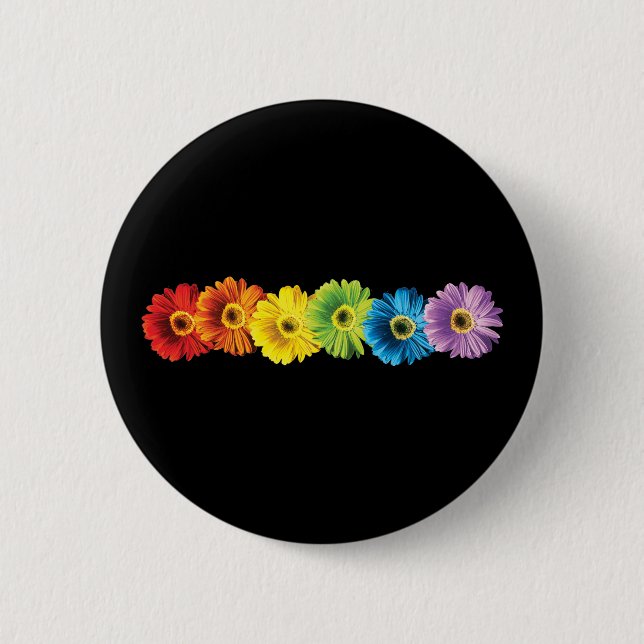 Regenbogen-Gänseblümchen Button (Vorderseite)
