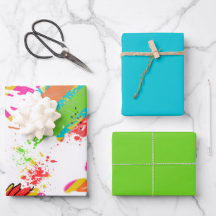 Regenbogen-Gänseblümchen-Streifen-Design - Soft-Tü Geschenkpapier Set