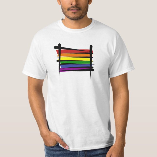 Regenbogen-Gay Pride-Bürsten-Flagge T-Shirt (Vorderseite)