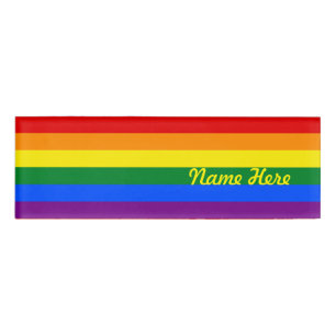 Regenbogen-Gay Pride-Flagge Namenschild