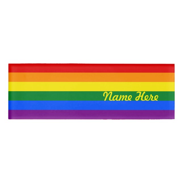 Regenbogen-Gay Pride-Flagge Namenschild (Vorderseite)