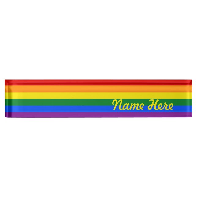 Regenbogen-Gay Pride-Flagge Namensplakette (Vorderseite)