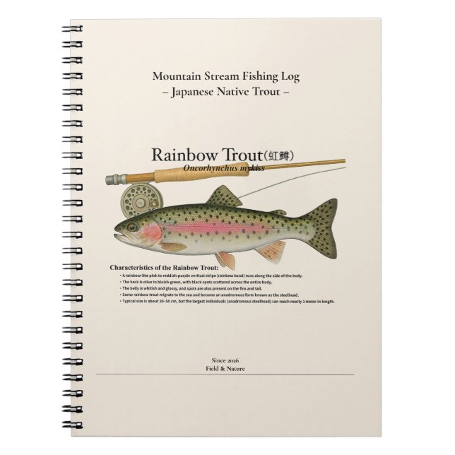 Regenbogen-Gebirgsbach-Angelfotologbuch Notizblock (Vorderseite)