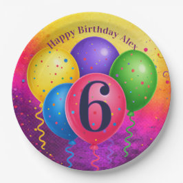 Regenbogen-Geburtstags-Ballon-Konfetti-Party Pappteller