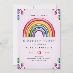 Regenbogen-Geburtstags-Einladung – Farbige Kinder Einladung