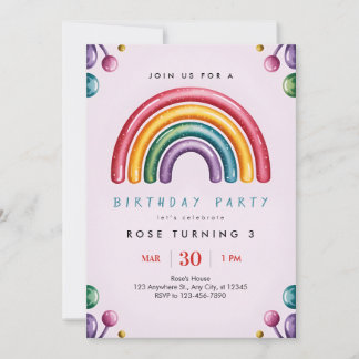 Regenbogen-Geburtstags-Einladung – Farbige Kinder Einladung