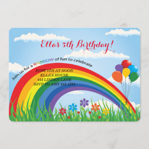 Regenbogen-Geburtstags-Party Einladungen