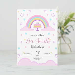 Regenbogen Geburtstagseinladung für Mädchen Boho R Einladung