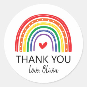 Regenbogen-Geburtstagsfeier Danke-Favor-Sticker Runder Aufkleber