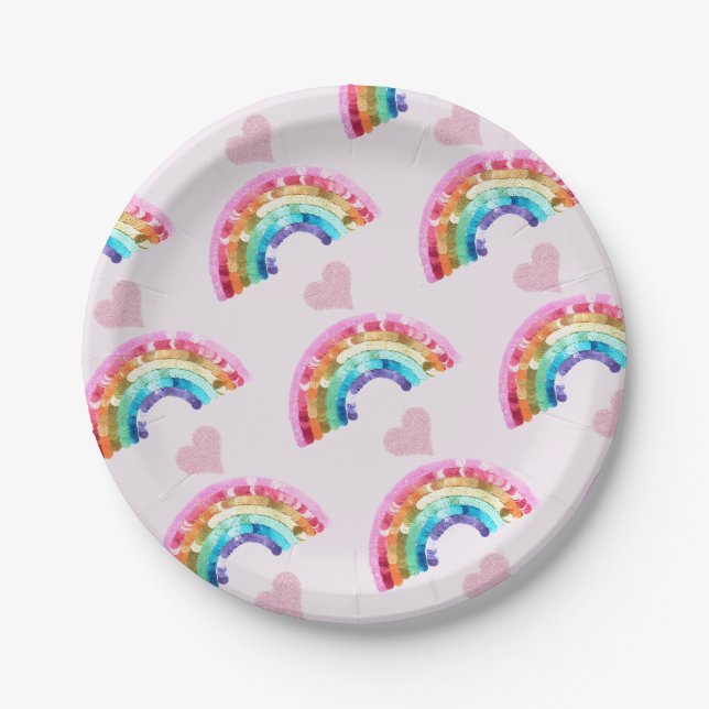 Regenbogen-Geburtstagsfeier Pappteller (Vorderseite)