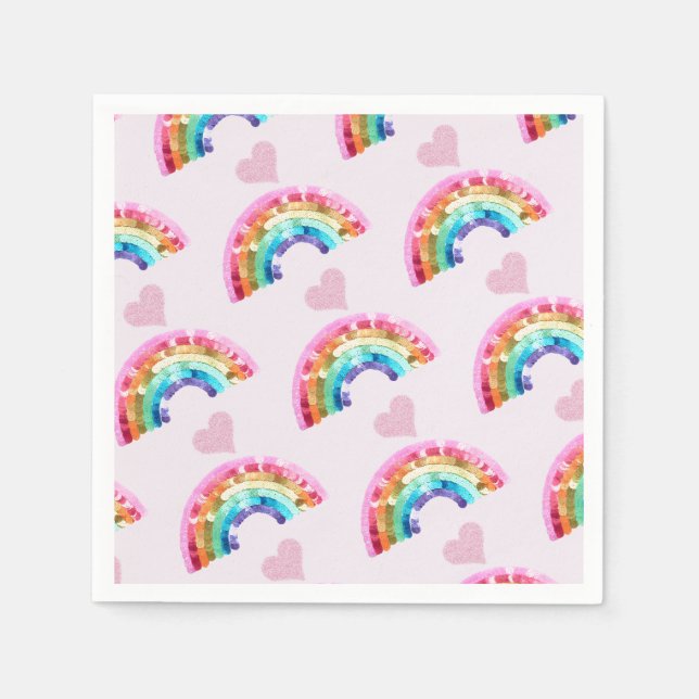 Regenbogen-Geburtstagsfeier Serviette (Vorderseite)