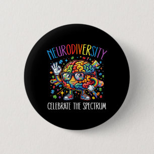 Regenbogen-Gehirn Neurodiversität Gehirn Autismus Button