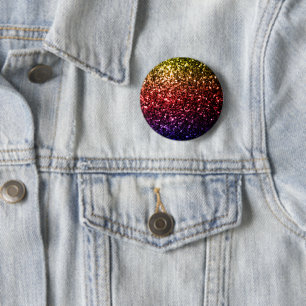 Regenbogen gelb rot lila falscher Glitter funkelt Button