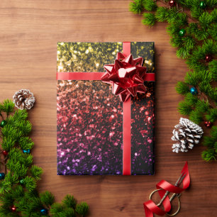 Regenbogen gelb rot lila falscher Glitter funkelt Geschenkpapier